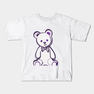 Charming Purple Bow Tie Teddy Bear Illustration No. 618 Kids T-Shirt